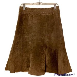 CAbi brown suede leather skirt size 6